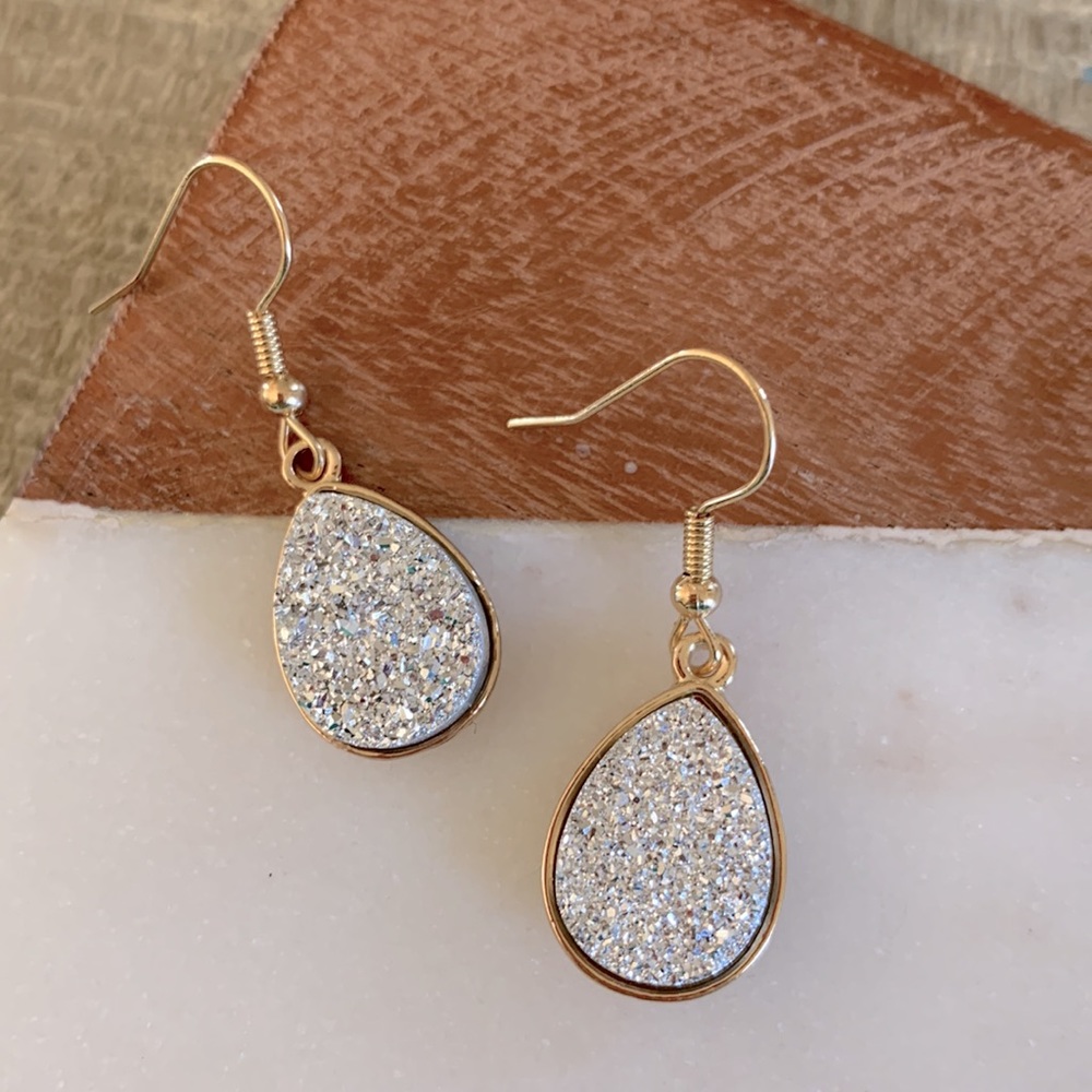 Silver Druzy Earrings